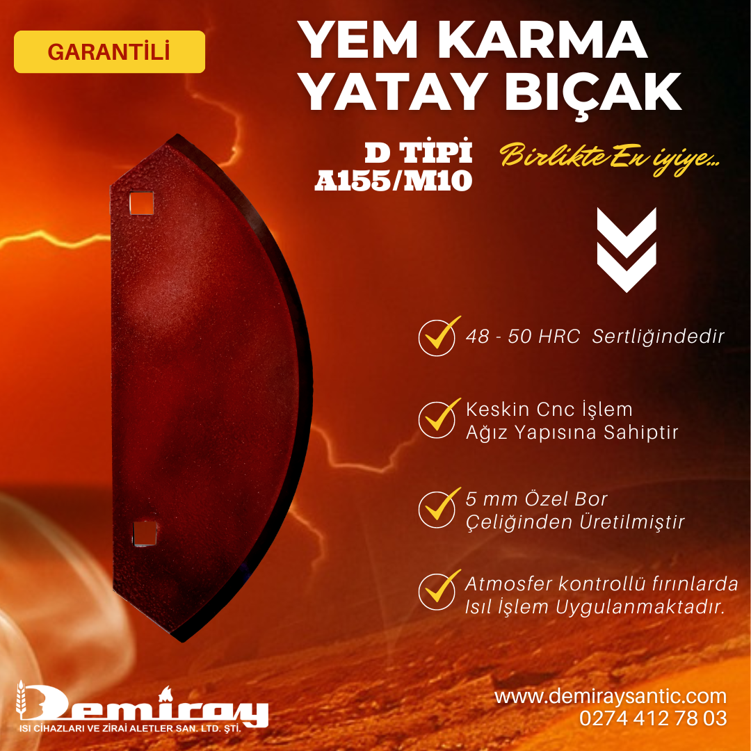 D Tipi Yatay Yem Karma Bıçağı